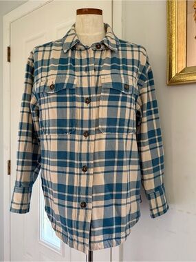 Patagonia Blue Flannel Heavyweight Fjord Cotton Overshirt shacket Small NWOT